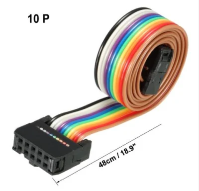 IDC 10 Pins 48/66/118/148 cm lang 2,54 mm Regenbogenfarbe/Grau Pitch Flexibles Flachband-Überbrückungskabel für PCB
